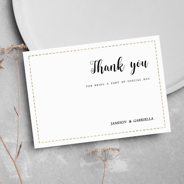 Minimalist white gold calligraphy Thank You Invitation (Minimalist white gold calligraphy Thank You)