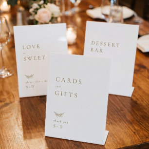 Minimalist White Gold Cards and Gifts Wedding Sign