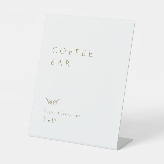 Minimalist White Gold Coffee Bar Wedding Sign (Front)