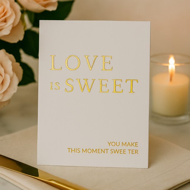 Minimalist White & Gold Dessert Table Sign  Foil Holiday Card (Creator Uploaded)