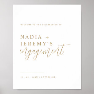Minimalist White & Gold Engagement Welcome Sign