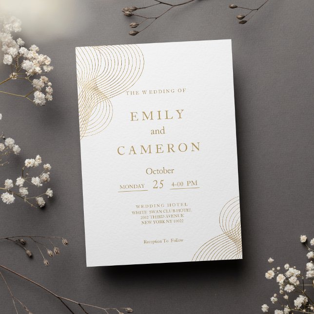 Minimalist white gold geometric Wedding Invitation (Minimalist white gold geometric Wedding )