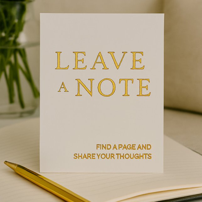 Minimalist White & Gold Guest Book Sign  Foil Holiday Card (Creator Uploaded)