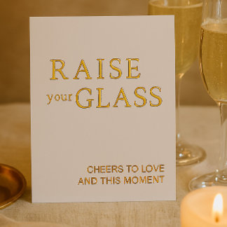 Minimalist White & Gold Wedding Bar Sign Foil Holiday Card