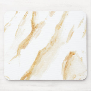 Minimalist White & Golden Marble Mouse Pad
