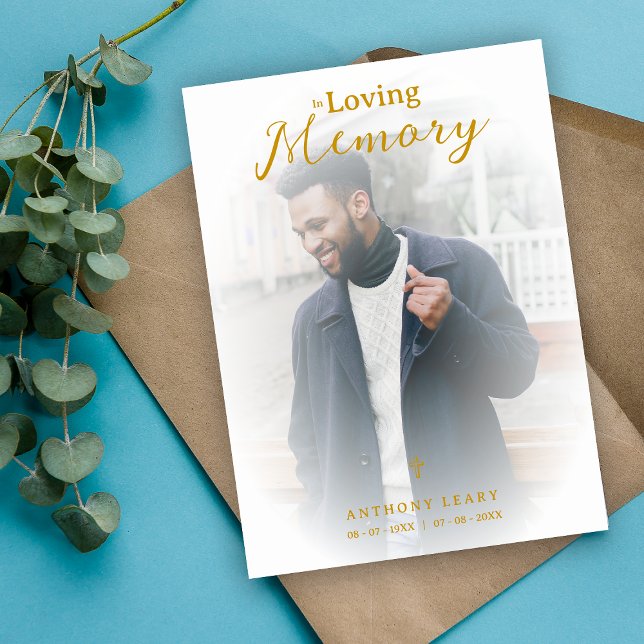 Minimalist White Gradient Overlay Photo Funeral Invitation (Creator Uploaded)