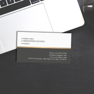 Minimalist White Grey Faux Copper Line Consultant Business Card