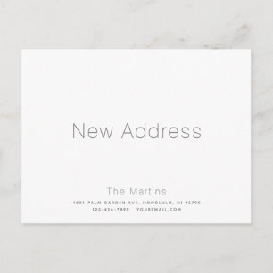 Minimalist White & Grey Moving Announcement Postcard