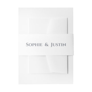 Minimalist White & Grey Wedding  Invitation Belly Band