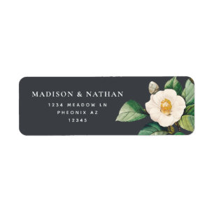 Minimalist White Japanese Camellia Wedding Label Return Address Label
