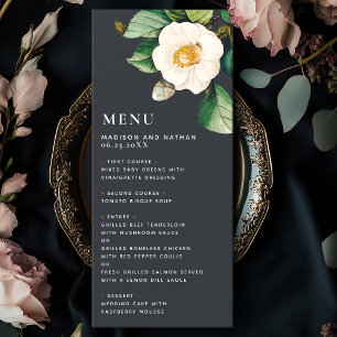 Minimalist White Japanese Camellia Wedding Menu