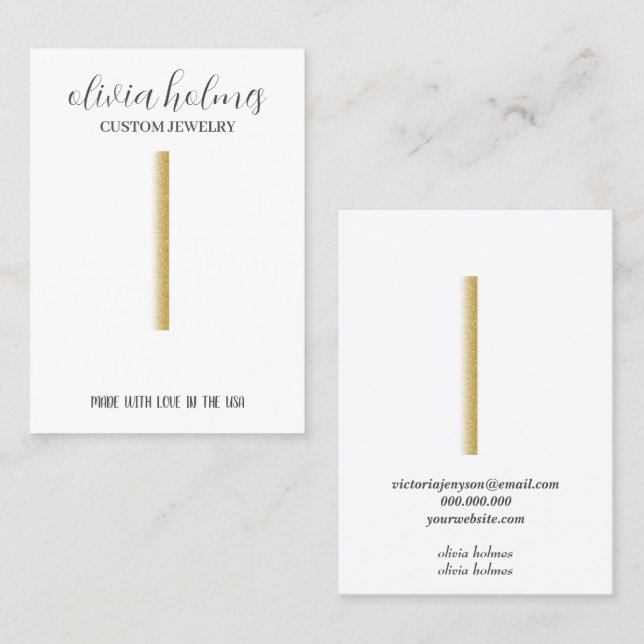 Minimalist white,  jewellery business card (Front/Back)
