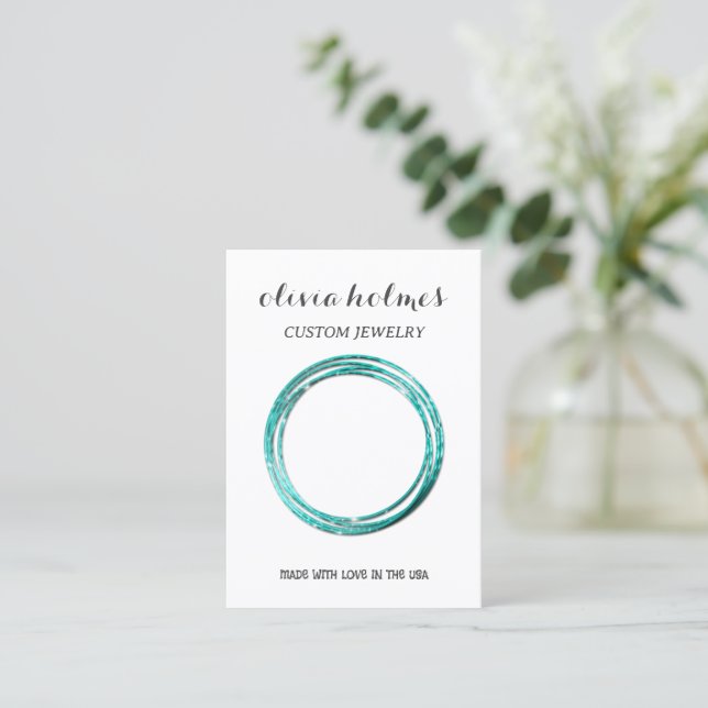 Minimalist white jewellery business card (Standing Front)
