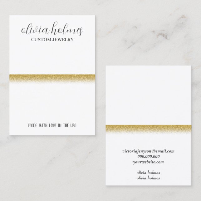 Minimalist white,  jewellery business card (Front/Back)