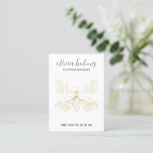 Minimalist white,  jewellery business card (Standing Front)