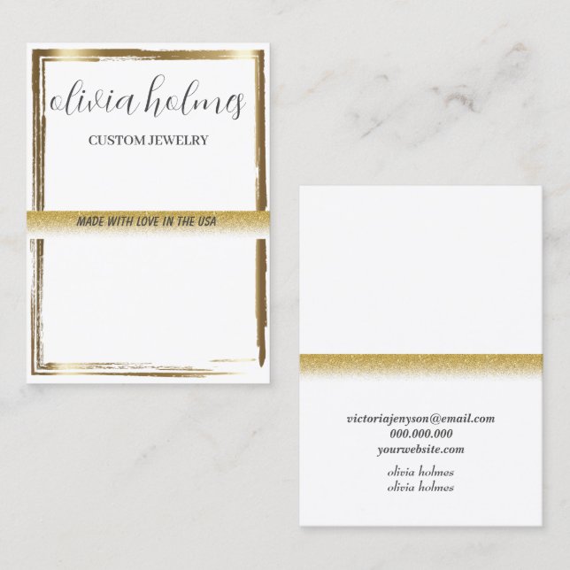 Minimalist white,  jewellery business card (Front/Back)