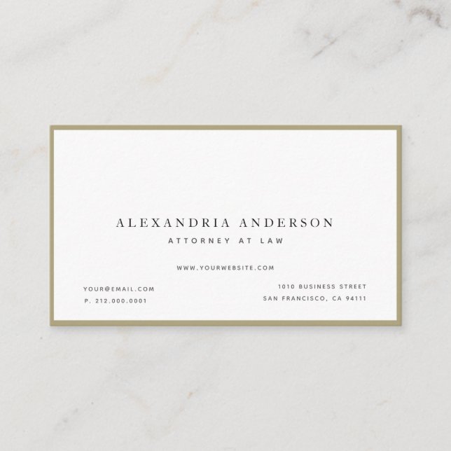 Minimalist White Lawyer Professional Business Card (Front)