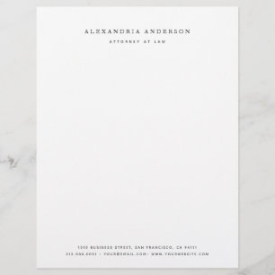 Minimalist White Lawyer Professional Custom Letterhead