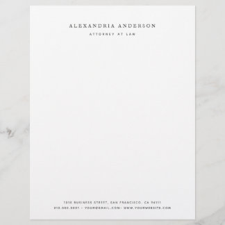 Minimalist White Lawyer Professional Custom Letterhead