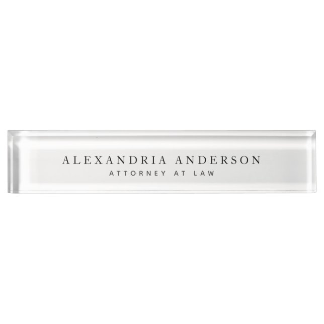 Minimalist White Lawyer Professional Nameplate (Front)