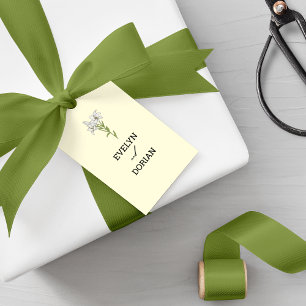 Minimalist White Lily Flower Wedding Gift Tags