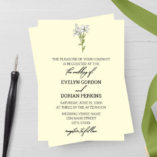Minimalist White Lily Wedding Invitation