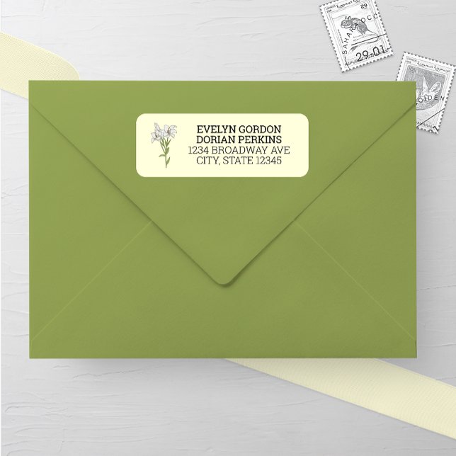 Minimalist White Lily Wedding Return Address Label (Creator Uploaded)