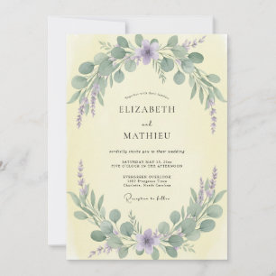 Minimalist White Marble Eucalyptus Wedding Invitation
