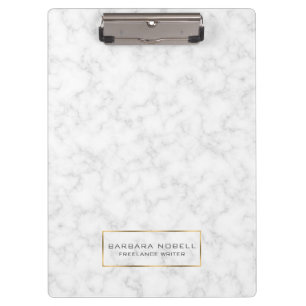 Minimalist White Marble Gold Frame Clipboard