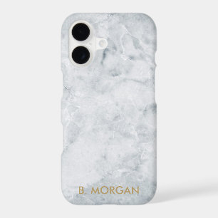 Minimalist White Marble Gold Monogram