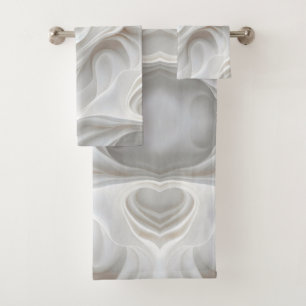 Minimalist White Marble Wave Bathroom Towel Set