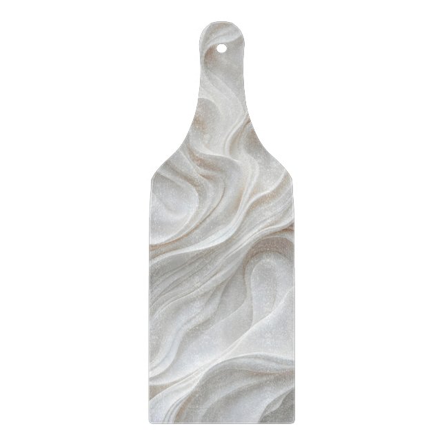 Minimalist White Marble Wave Modern Cutting Board  (Front)