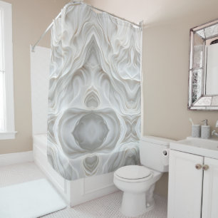 Minimalist White Marble Wave Shower Curtain Luxury