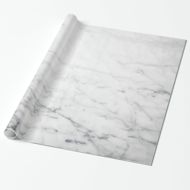 Minimalist White Marble Wrapping Paper (Unrolled)