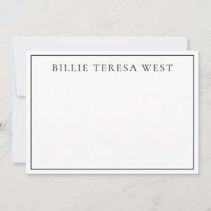 Minimalist White   Modern Simple Border Monogram Card
