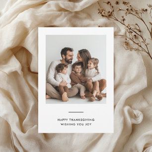 Minimalist White Modern Thanksgiving Family Photo  Invitation