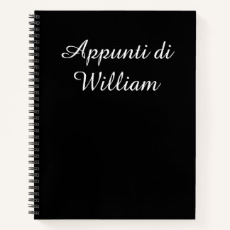 Minimalist White on Black Italian Appunti Notebook