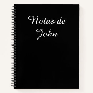 Minimalist White on Black Notas Spanish Notebook