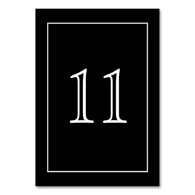 Minimalist White on Black Vertical | Table Number (Front)