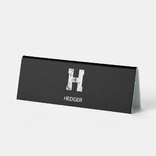 MINIMALIST WHITE ONE LETTER MONOGRAM NAME BLACK 