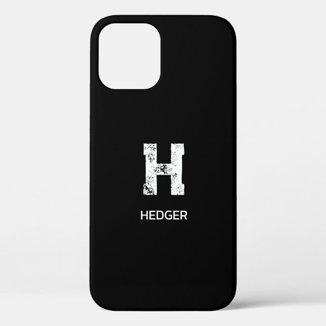 MINIMALIST WHITE ONE LETTER MONOGRAM NAME BLACK Case-Mate iPhone CASE (Back)
