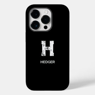MINIMALIST WHITE ONE LETTER MONOGRAM NAME BLACK Case-Mate iPhone 14 PRO CASE