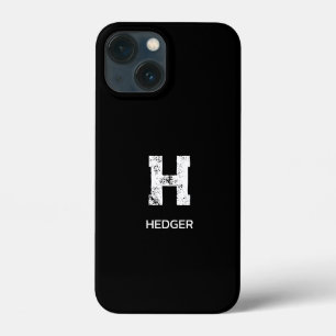 MINIMALIST WHITE ONE LETTER MONOGRAM NAME BLACK iPhone 13 MINI CASE