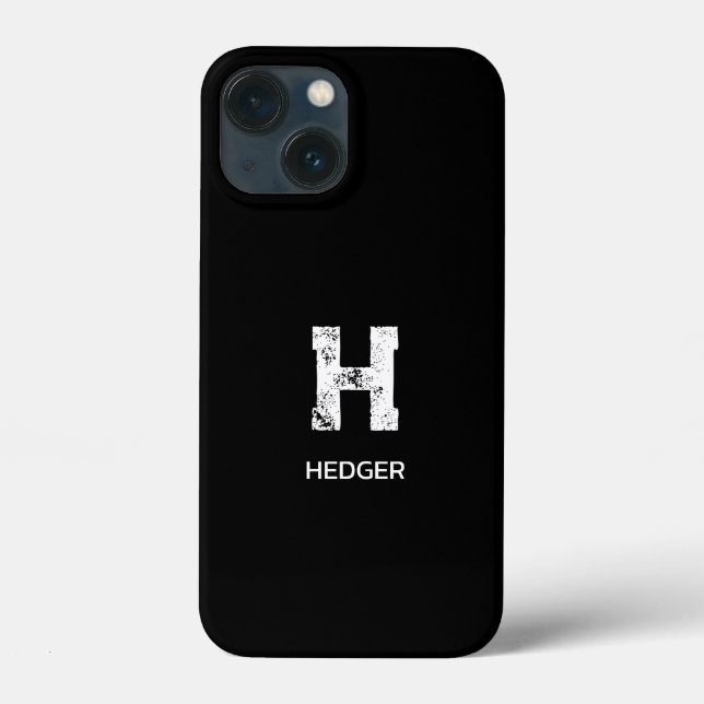 MINIMALIST WHITE ONE LETTER MONOGRAM NAME BLACK Case-Mate iPhone CASE (Back)