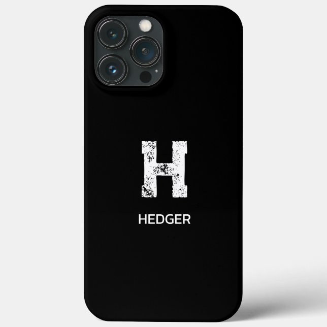 MINIMALIST WHITE ONE LETTER MONOGRAM NAME BLACK Case-Mate iPhone CASE (Back)