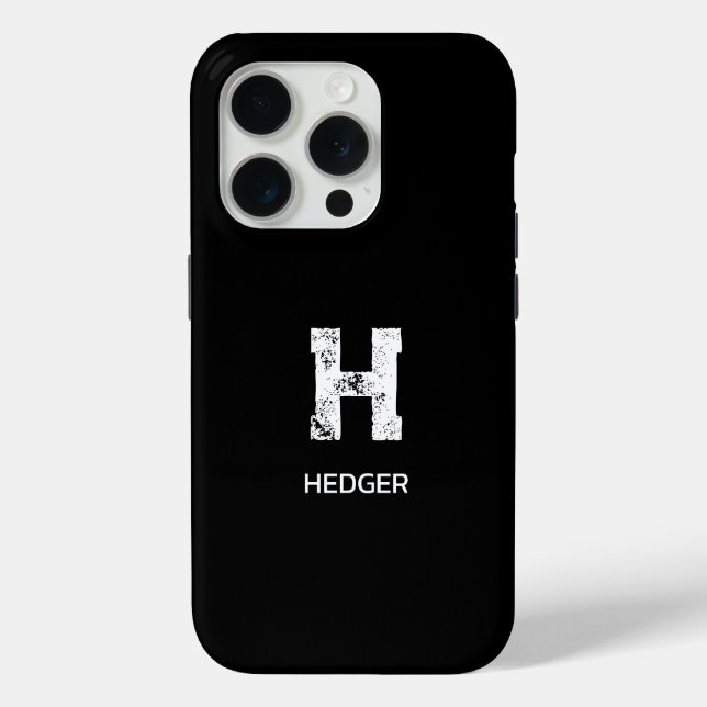 MINIMALIST WHITE ONE LETTER MONOGRAM NAME BLACK Case-Mate iPhone CASE (Back)