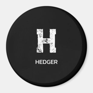 MINIMALIST WHITE ONE LETTER MONOGRAM NAME BLACK MAGNET