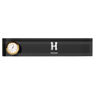 MINIMALIST WHITE ONE LETTER MONOGRAM NAME BLACK NAMEPLATE