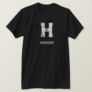 MINIMALIST WHITE ONE LETTER MONOGRAM NAME BLACK T-Shirt