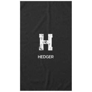 MINIMALIST WHITE ONE LETTER MONOGRAM NAME BLACK TABLECLOTH